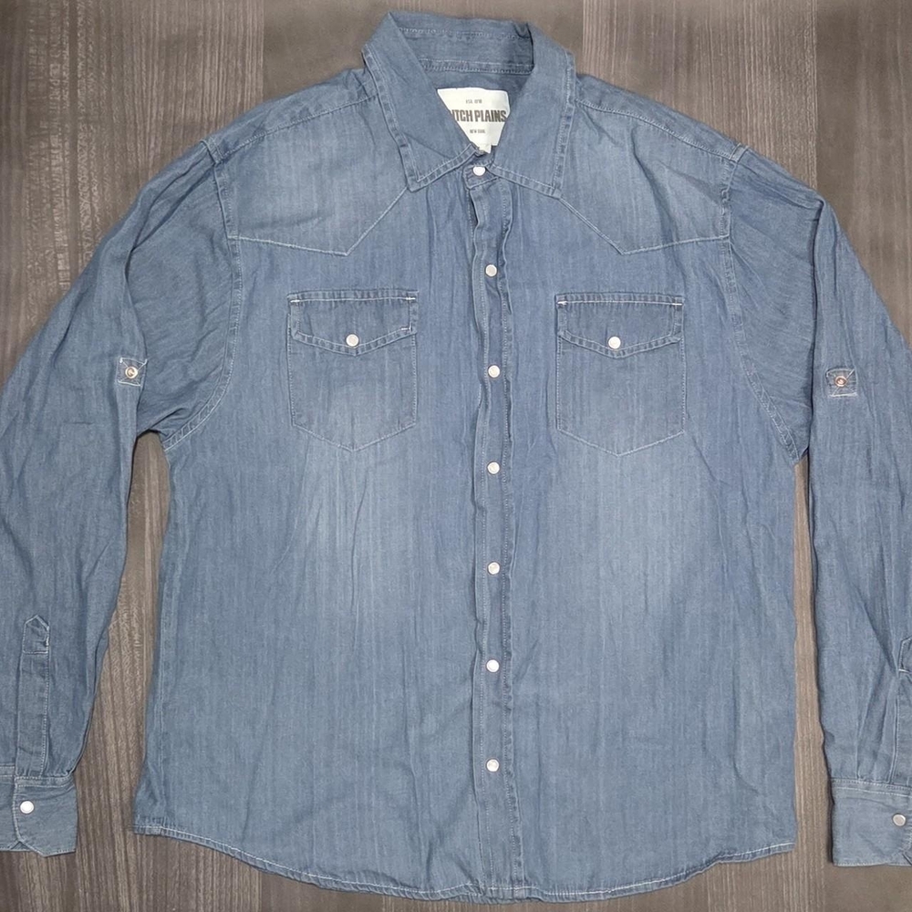 Ditch Plains blue denim cotton shirt size XL